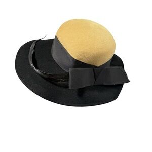 Bollman wool Mr.john Chic Wide Brim wool Hat Feather Detail dapper euro chic